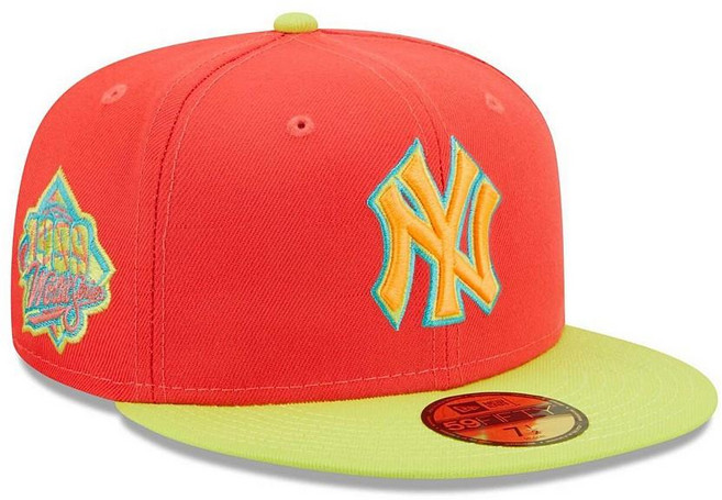 New Era 블랙 프라이데이 남성용 레드 네온 그린 뉴욕 양키스 라바 하이라이터 콤보 59FIFTY 피티드 모자