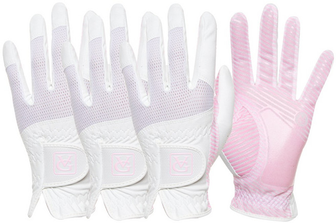 발그린 쿨 메쉬 논슬립 골프장갑 여성 왼손 4장 실리콘, 핑크, 4개