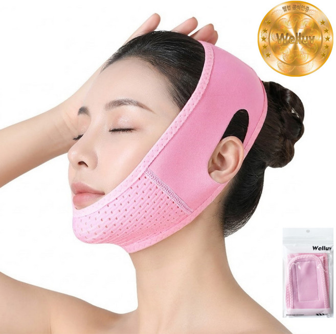 웰럽 프리미엄 브이라인 얼굴 밴드 WL-1111, 1개, 연핑크
