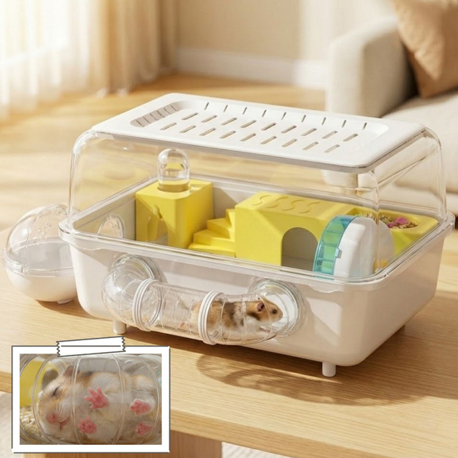 다이떼 햄스터 케이지 리빙 하우스 2층 은신처, 1개, 투명