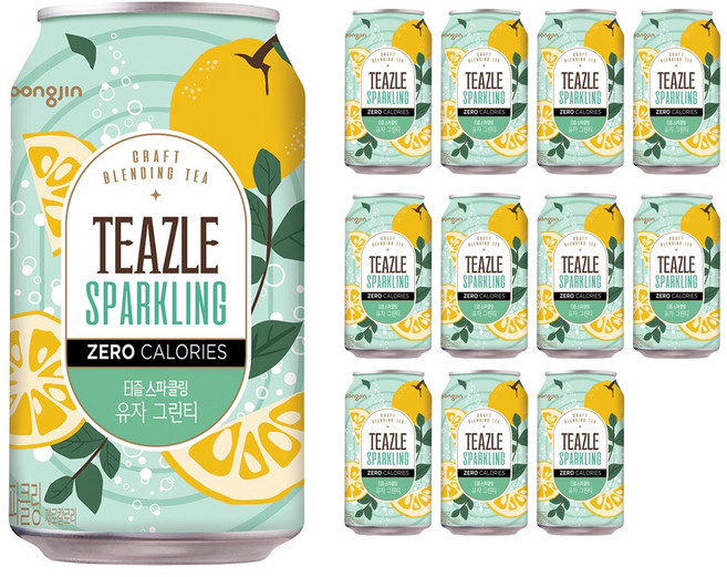 티즐 스파클링 제로 유자그린티 340ml, 12개