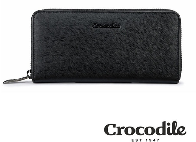 Crocodile鱷魚皮件 真皮拉鍊長夾 男生皮夾推薦 14卡拉鍊 維也納Wien2.0-0103-11306