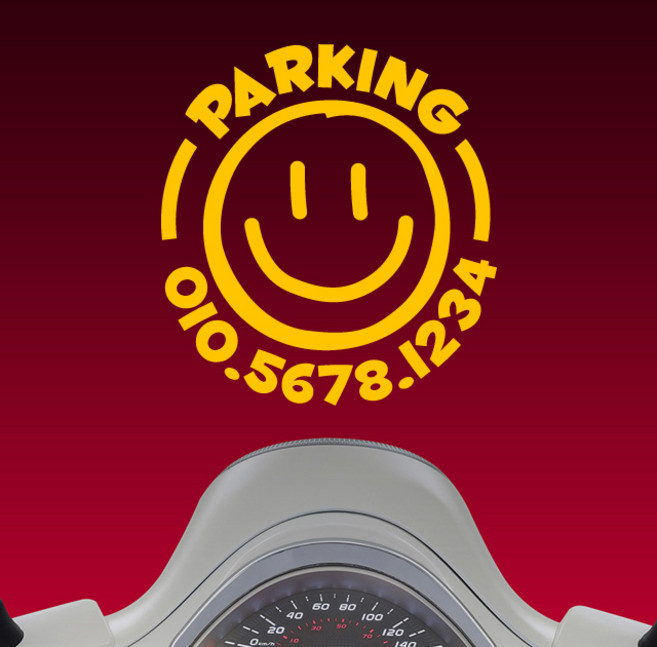 스마일 주차번호스티커 오토바이 차량용 전화번호, 1개, 스몰x골드