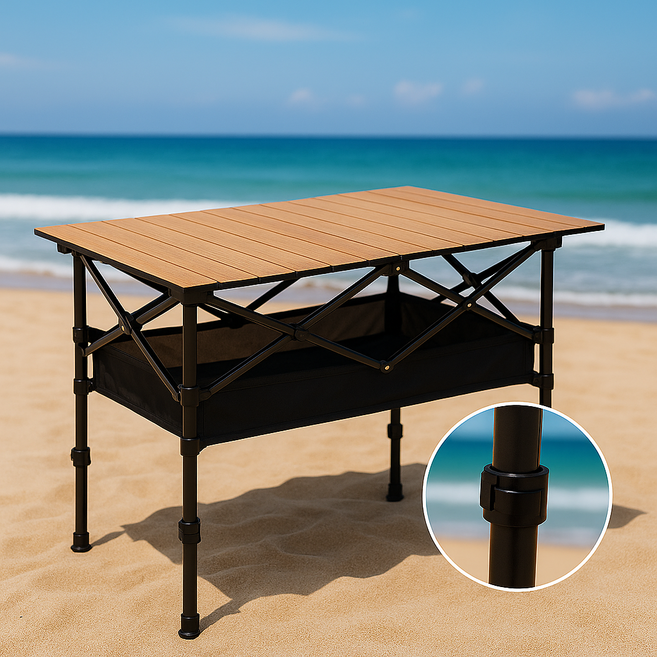 펠빅스 2단 높이조절 접이식 캠핑테이블, 95cm, 우드