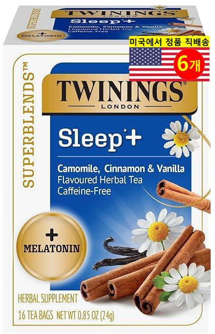Twinings 숙면 관리 카모마일 시나몬 & 바닐라 허브 티 16개입 24g 6개