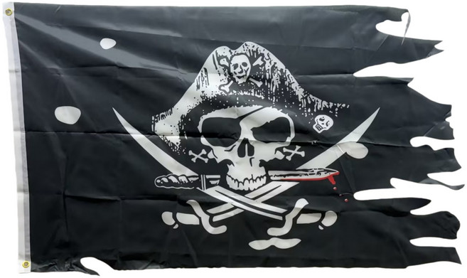 데드맨 체스트 해골 뼈대 조기 로저 깃발 90x150cm 십자뼈 해적기 폴리에스터 소재 황동 고리 부착 할로윈 으스스한 찢어진 장식 깃발, 1개, BLACK+WHITE