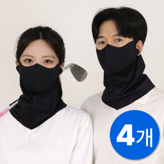 핏모어 자외선차단 쿨 스포츠 마스크, 4개, 블랙