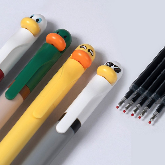 star starred 리필심(5개)이 들어 있는 Duck(오리) 젤펜 4개입, 1개, 4가지 디자인