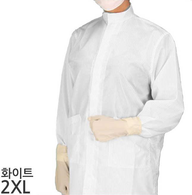 바이오 제약 실험실 오염방지 방진가운 차이나카라 공장 식품가공업 오염물차단 분진차단, 화이트2XL, 1개