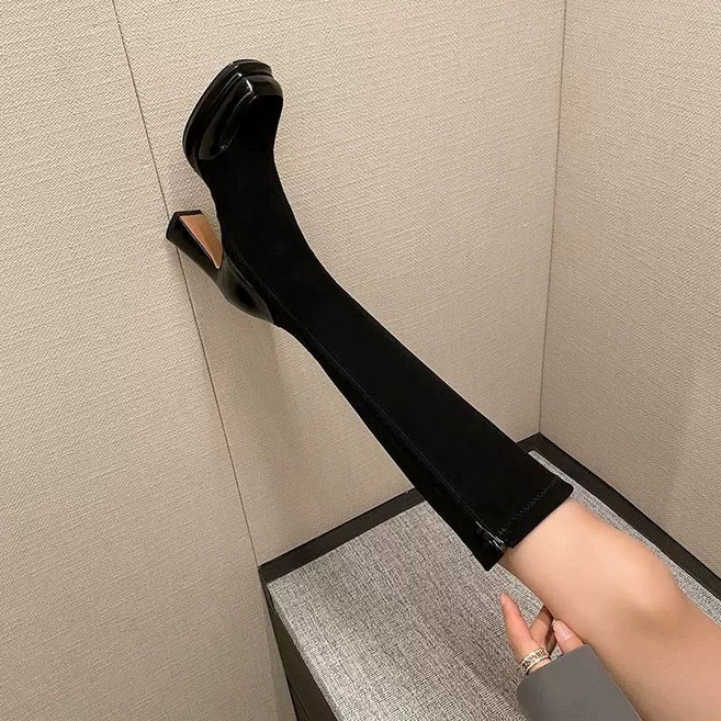 라오농 여성용 가을 겨울 봄 가보시 롱부츠 스판 하이힐 앵클부츠 10cm굽 롱부츠 26hfg01jj