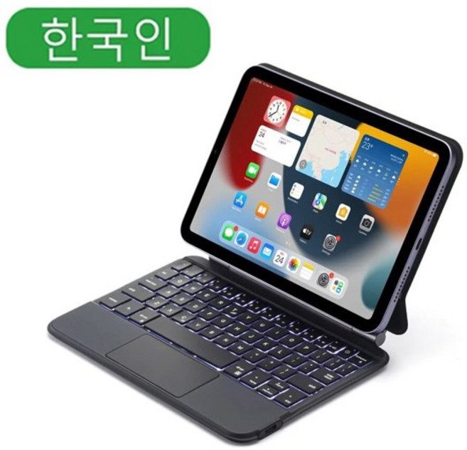 GOOJODOQ iPad Mini 6용 매직 키보드 케이스 6세대 플로팅 캔틸레버 스탠드 iPad Mini 6용 멀티 터치 트랙, 02 Korean Black