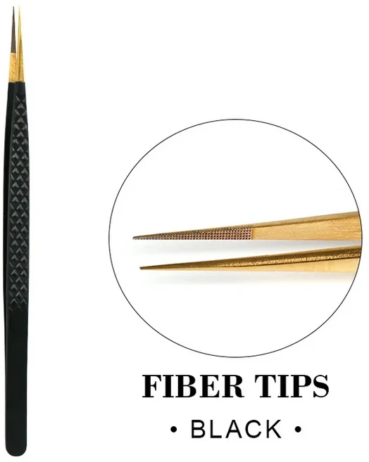 섬유 속눈썹 연장 핀셋 볼륨 정밀 다이아몬드 그립 섬유 팁 스테인레스 스틸 눈썹 메이크업, 03 BLACK-5-3S