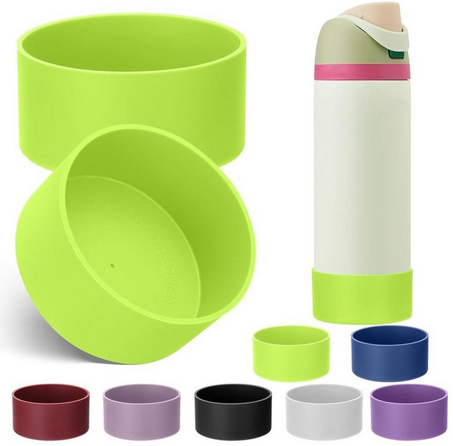 Mity rain Owala 물병 709.8ml24온스 946.4ml32온스 실리콘 부츠 2개 미끄럼 방지 보호 슬리브 바닥 범퍼 프로텍터 FreeSip 스테인리스 스틸 액세, 샤이닝 그린