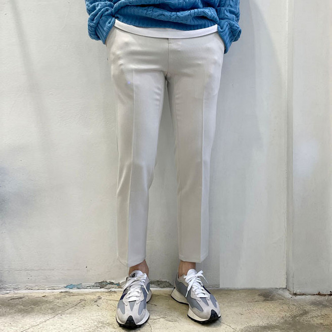 라운지21 남자 배이직 사계절 9부 스판 슬림핏 슬랙스