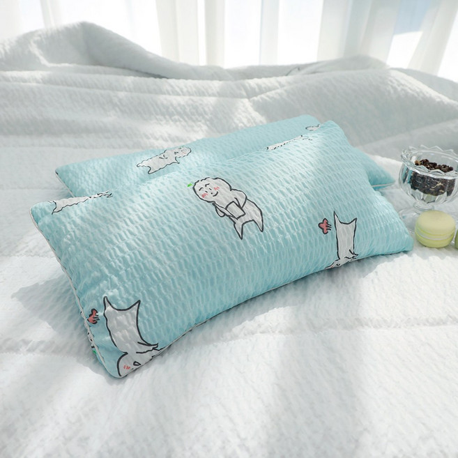 베고자니 1+1 시어서커 돛단배 편백메밀 베개_20x50, 마뭉이 스카이+그레이, 1개