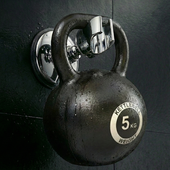 세틸라 무타공 진공 흡착 각도조절 샤워기 거치대, 실버, 1개