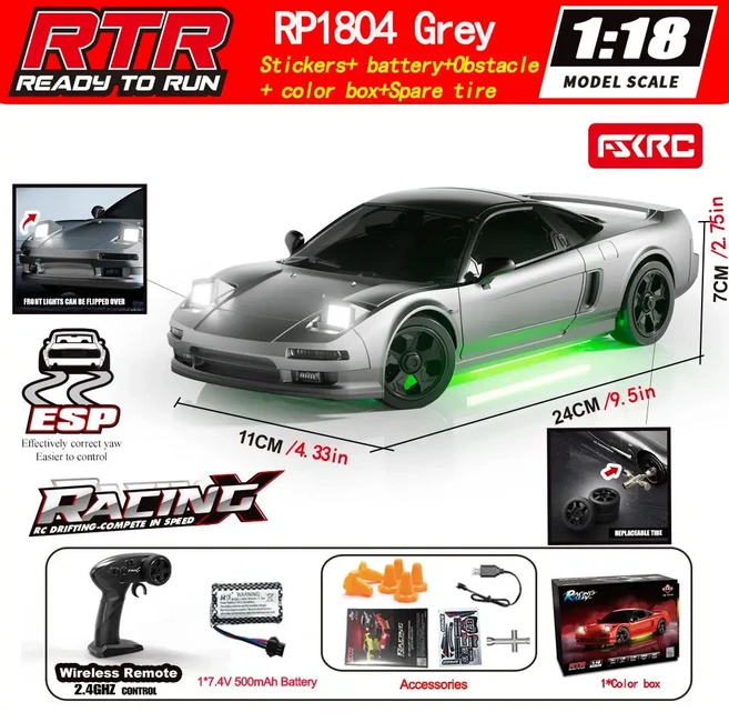 재고 있음 HB RP1804 1/18 RTR 4WD 드리프트 카 스포츠 모델 자이로스코프 - 타이어 2개 포함 즉시 운행 가, 02 RP1804