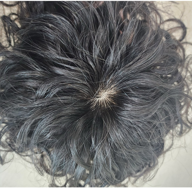 루나갤러리 웨이브 정수리가발 인모100% 펌 부분 가발 파마 펌3, 1개, 자연검정20cm