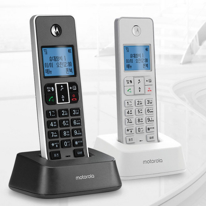 KT SK 모토로라 한글 무선전화기 발신자표시 소리큰 스피커폰 증설 4대 가능, 화이트