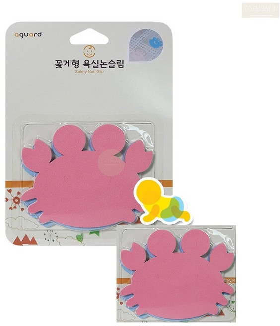 화장실 미끄럼방지 테이프 욕실 욕조 논슬립 스티커 유아 아기 용 꽃게모양, 1개