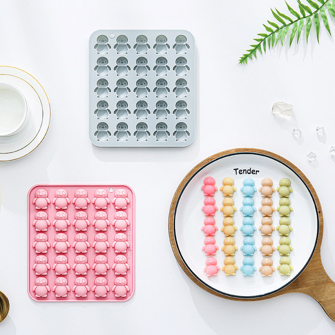 이홈베이킹 실리콘몰드 펭귄25구 핑크 블루 색상랜덤 1개, 블루,핑크 색상랜덤