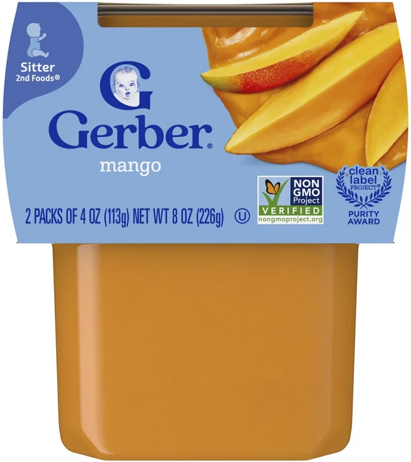 행복하세요 Gerber 2nd Foods® 시터 망고 2팩 개당 113g(4oz) 건강하시구요, 1개, 2정 - 쿠팡