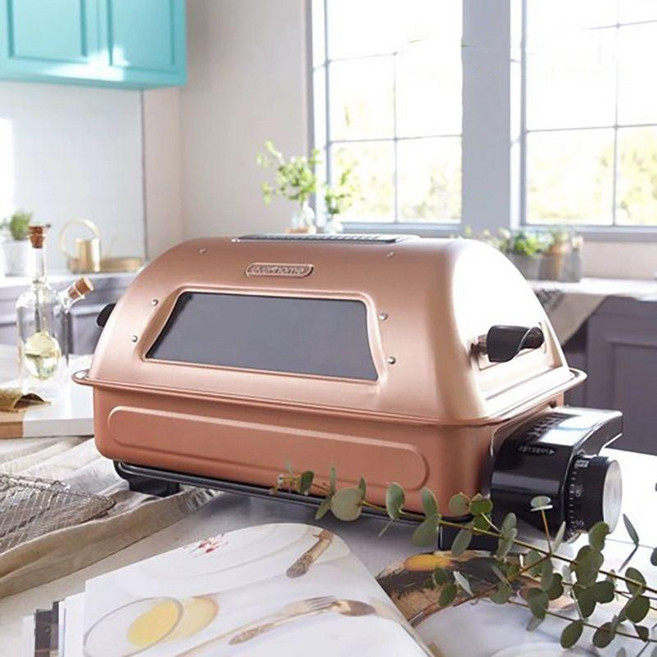 미니 전기그릴 전기후라이팬 1인용 쿠커 집들이, EVERHOME 상하 열선 구이기 로즈골드, 기본 색상