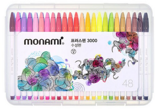 모나미 플러스펜 3000 WARM + COOL 세트, 48색, 1세트