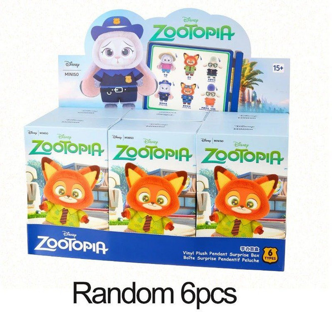 미니소 주토피아 주디닉 PVC 키체인 랜덤박스, 4 random 6pcs