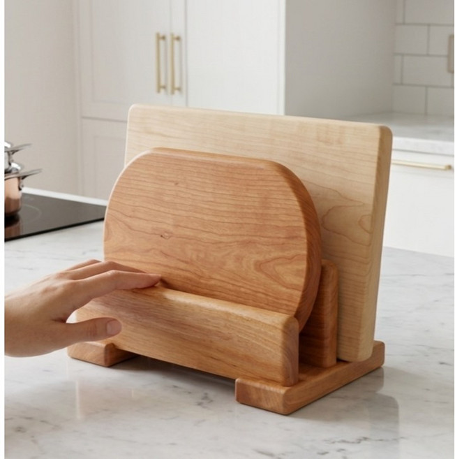 MOSHOBI 통원목 나무도마 친환경 플레이팅 양면사용, 도마꽂이, 1개