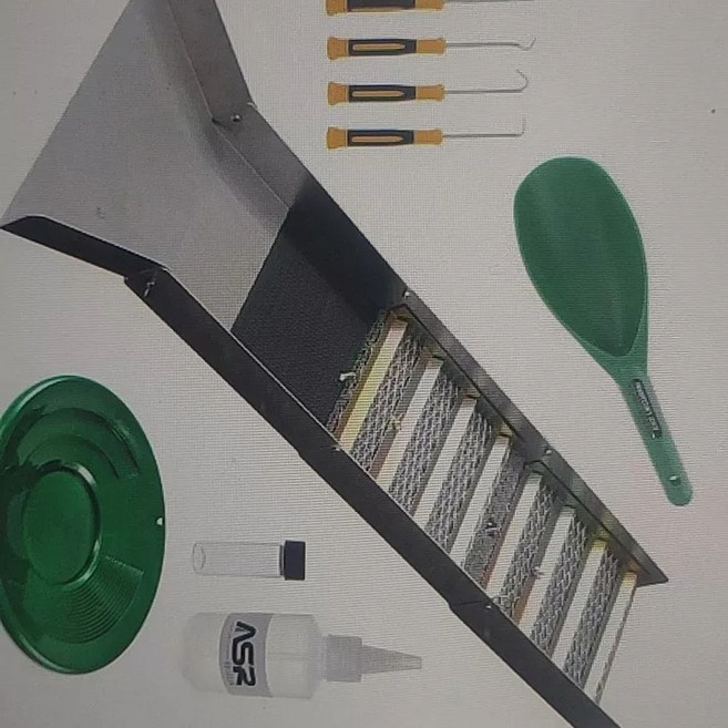 사금 채취기 슬루이스 휴대용 접이식 패닝 도구, A. 고무 패드 1개 골드 패닝 블랭킷 2개