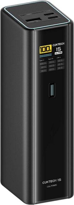 CUKTECH No.15 보조배터리 울트라 20000mAh PB200U 멀티 포트 210W 맥스 휴대용 충전기 TFT 컬러 스크린, 01 Black