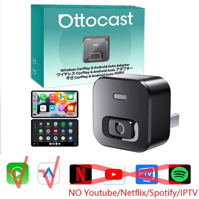 OTTOCAST Play2 비디오 프로 무선 Carplay 어댑터 Android 자동 Ai, ni adapter NO APP