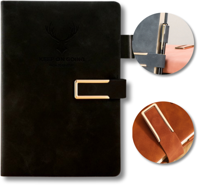 데일리퍼블릭 업무용 만년 고급 가죽 버클 다이어리, 블랙