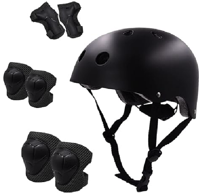 다쭈안 자전거 헬멧 보호대 세트 3-12세용, 레드