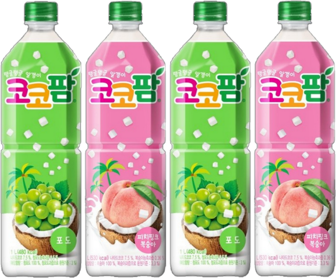 코코팜 피치 핑크 복숭아 + 포도, 2세트, 1L