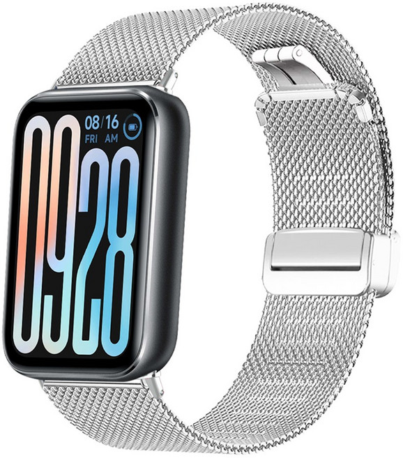 더조은셀러 샤오미 레드미 미밴드9프로 8프로 D버클 밀레니즈 스트랩, 실버, 1개