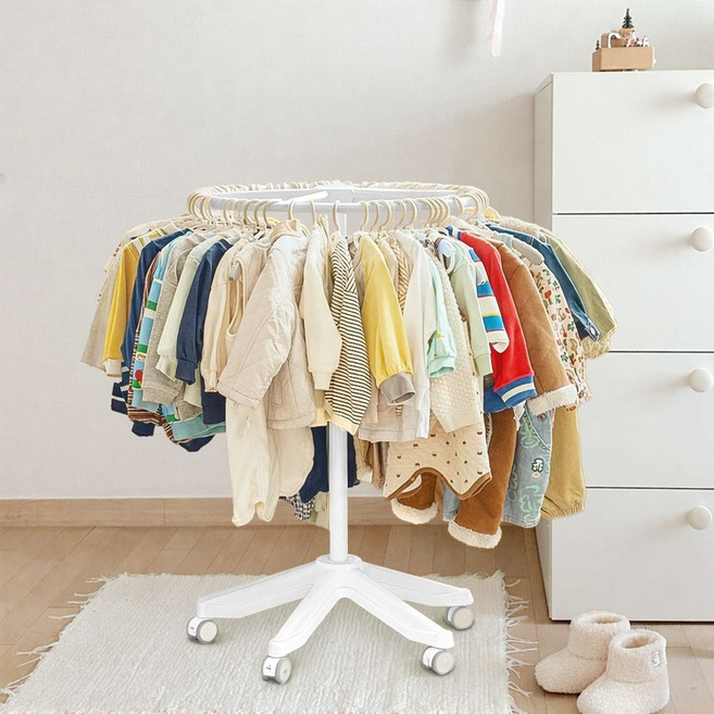 철제 진열대 스탠드 걸이 화이트 회전 360도 원형 디스플레이 행거 3단, 상세페이지 참조