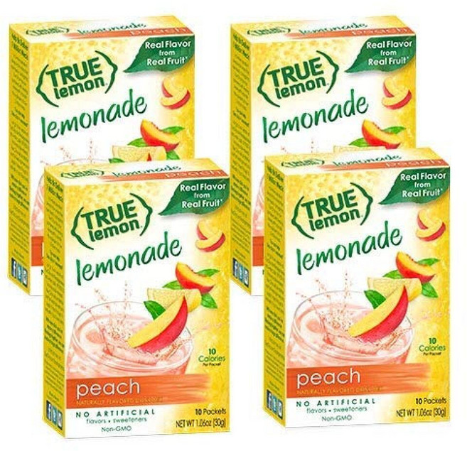 TRUE LEMON 워터 인핸서 벌크 디스펜서 100개1팩 물용 0칼로리 음료 믹스 패킷 무설탕 레몬 향료 파우더 139635, 30g