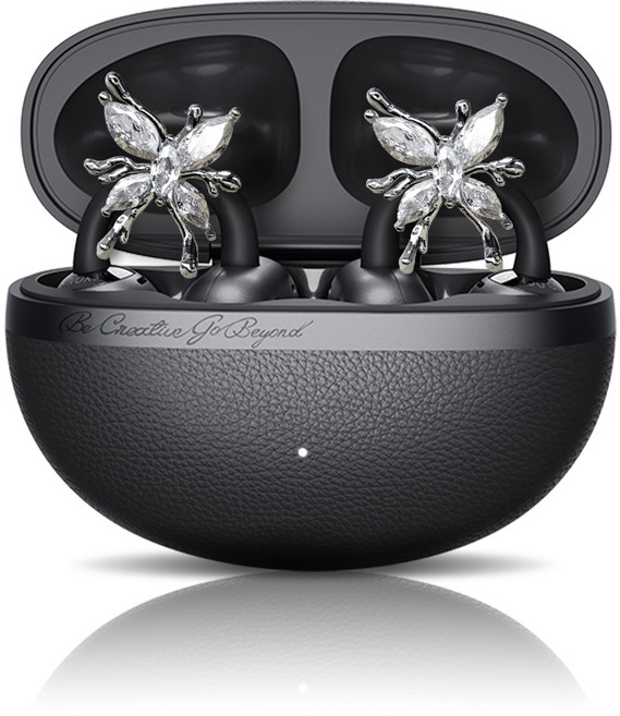 QCY 크로스 키 블루투스 이어폰 C50 CT06 + FDUCE 지르콘 앤 큐빅 버터플라이 이어폰 클립, 그레이 + 크리스탈, C50 + 페어