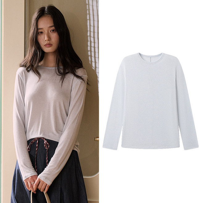 스토리원 여성 프리미엄 울 텐셀 실크 스티치 티셔츠 WM-FWWT037