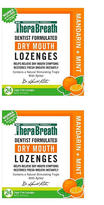 테라브레스 슈가 프리 드라이 마우스 로젠지 만다린 민트 24개입 2팩 TheraBreath Dry Mouth Dentist Formulated Sugar-Free Lozenges, 1g, 2개