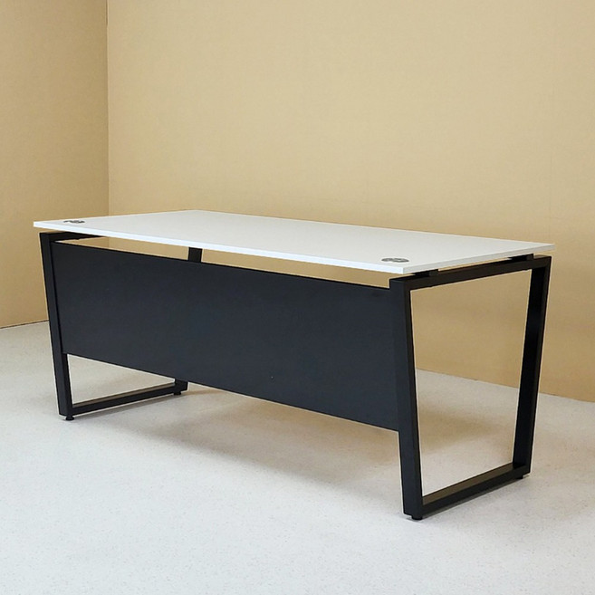 애플 사무용책상 1200 1400 1600 컴퓨터 사무실 학생책상 조립식 일자책상 사원책상, 블랙다리 화이트