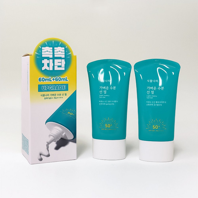 식물나라 가벼운 수분 선 젤 로션 더블 기획, 2개, 60ml