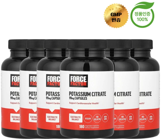3+3 포스 팩터 구연산칼륨 99mg 베지 캡슐 180정, 6개 - 쿠팡