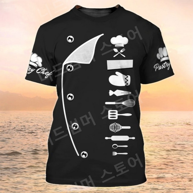 반팔 단체복 상의 티셔츠 일식집 간호복 맞춤 팀복 여성 디자인 셔츠 크루넥 3D 프린트 여름 반팔티 단체티 작업복