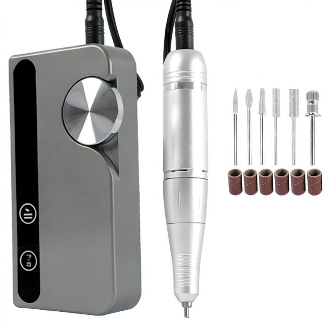 行動式電動指甲磨甲器專業拋光卸甲機, 1套, 金屬灰 - USB插口