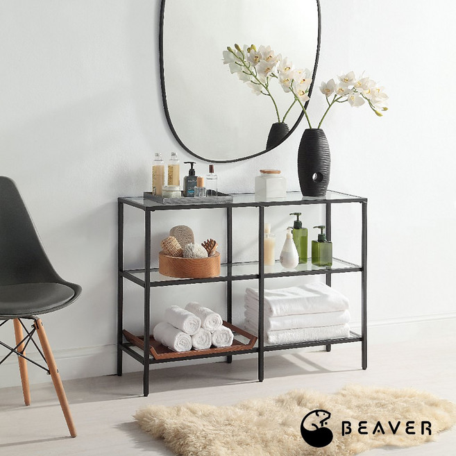 BEAVER 強化玻璃玄關桌/展示桌, 消光黑