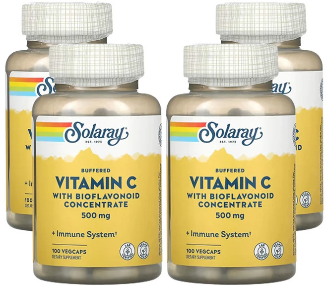 솔라레이 바이오플라보노이드 중화 비타민 C 농축물 500mg 베지 캡슐 100정, 4개 - 쿠팡