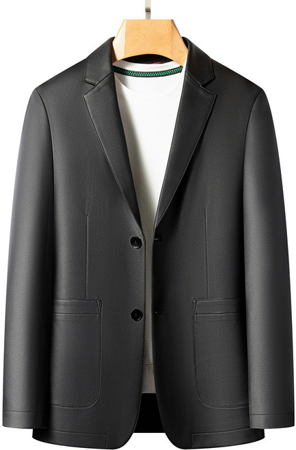 高品質皮西服男士2025春秋季西裝皮外套中年休閒商務西裝皮衣上衣